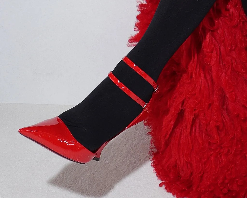 Dixie D'Amelio Models Sky-High Red Wedges at Ferragamo's Milan Fashion Week Show