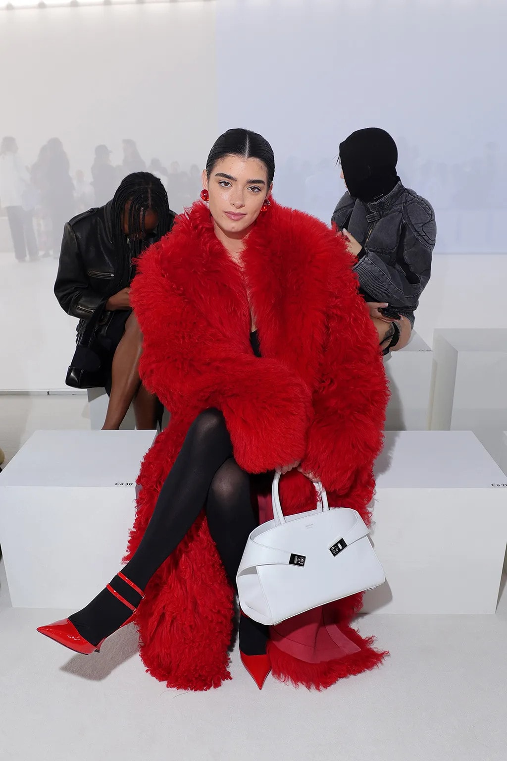 Dixie D'Amelio Models Sky-High Red Wedges at Ferragamo's Milan Fashion Week Show