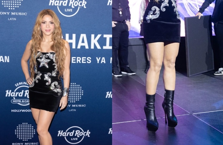 Shakira Stuns in Velvet Mini and Sky-High Booties at Album Release Party