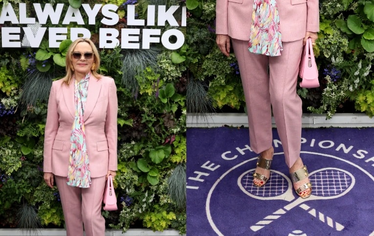 Courting Fashion: Kim Cattrall’s Balmain Mules Steal the Show at Wimbledon